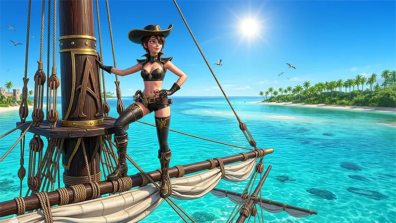 Alehundred - Caribbean, Hispaniola 1704 - Pirate era diorama with ships and tropical port