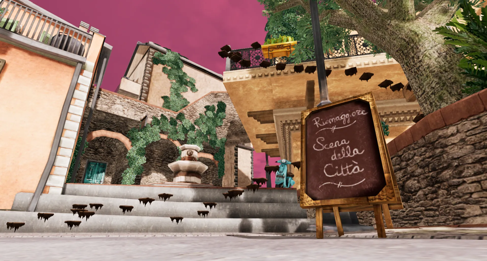 Alehundred - Riomaggiore, Italy 1956 - Colorful cliffside village diorama with bright houses and Mediterranean sea